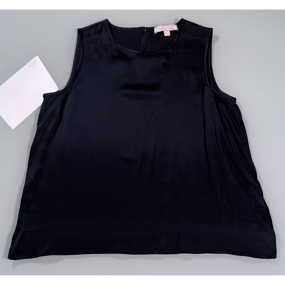 Brooks Brothers 100% Silk Navy Blue Sleeveless Blouse Shell Top Keyhole Womens-8